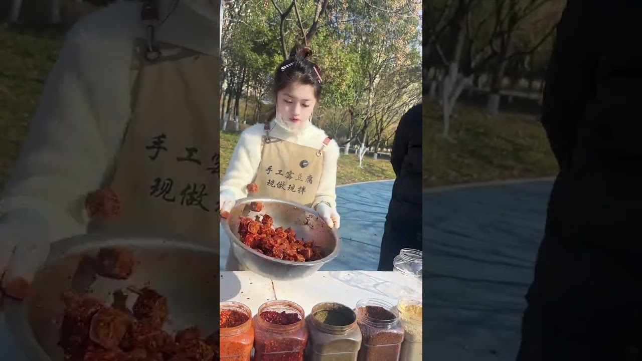 While talking the big brother started to touch the freshly mixed handmade moldy tofu with