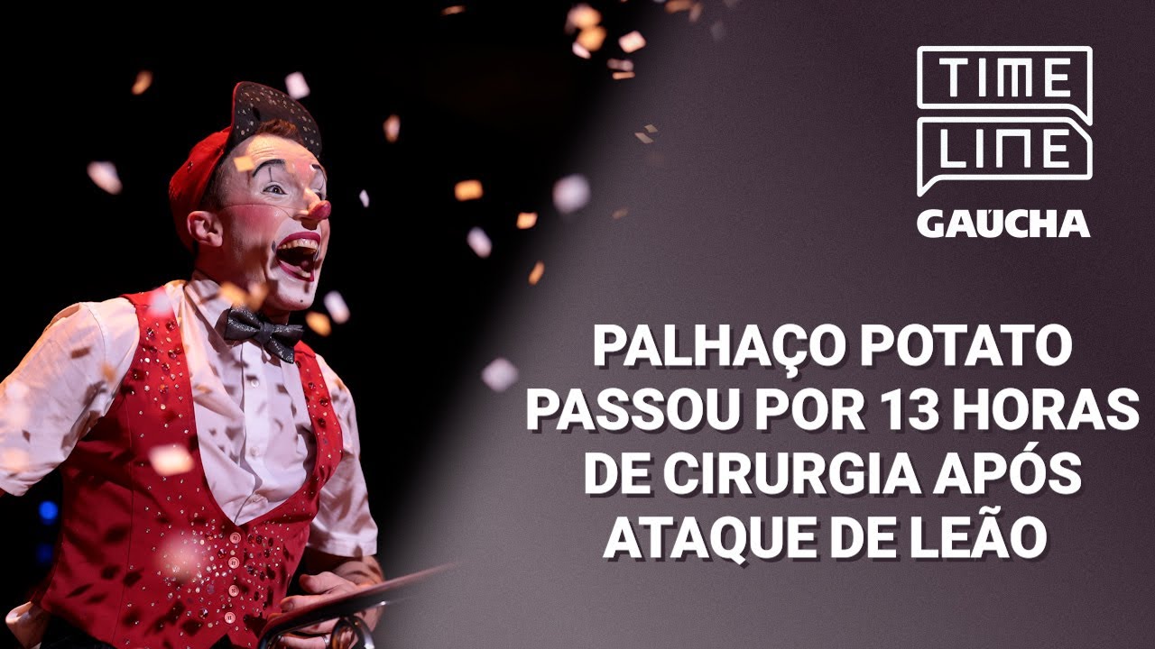 Palhaço Potato, do Mirage Circus, foi atacado por um leão | Timeline Gaúcha