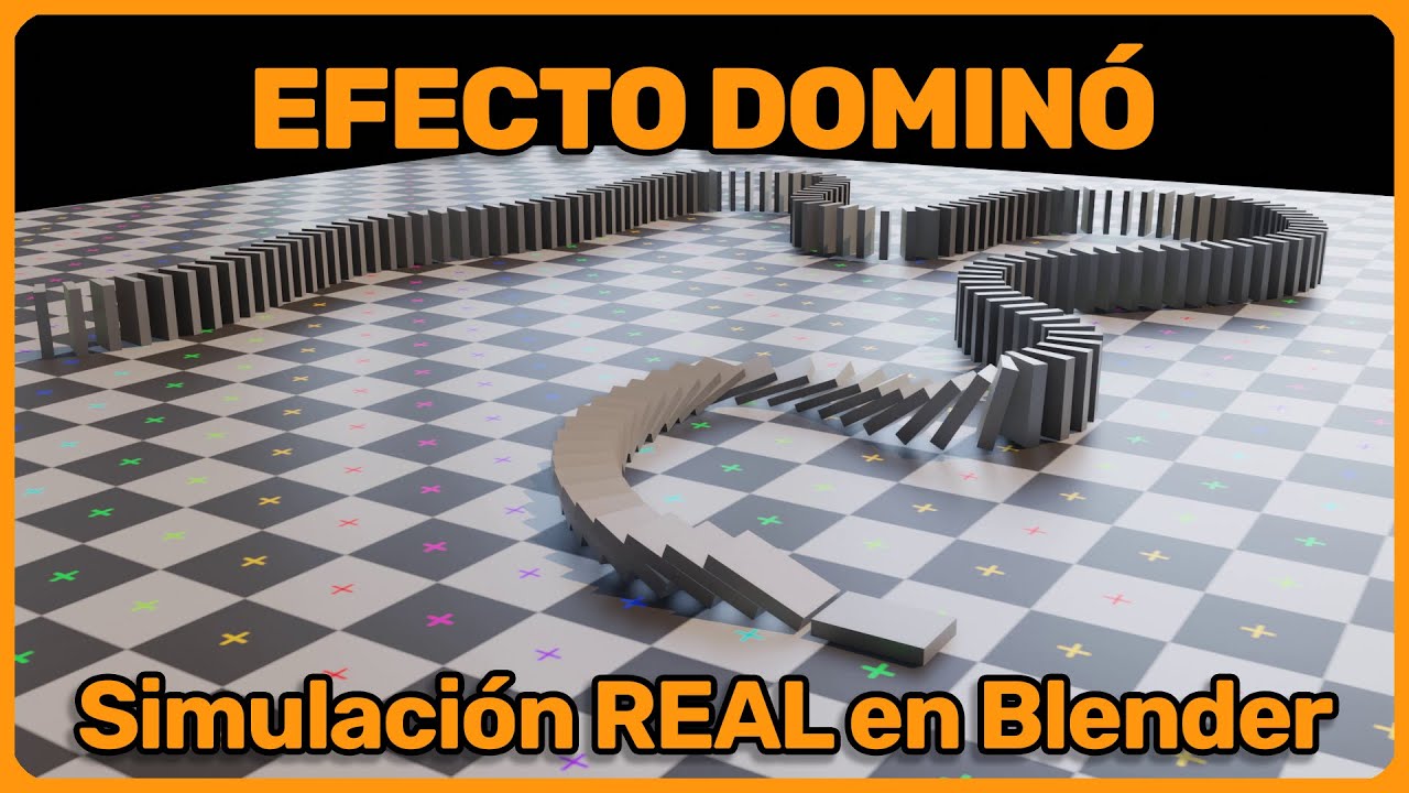 EFECTO DOMINÓ en Blender | Rigid Bodies + Instancias con Array y Curva (Tutorial Completo)
