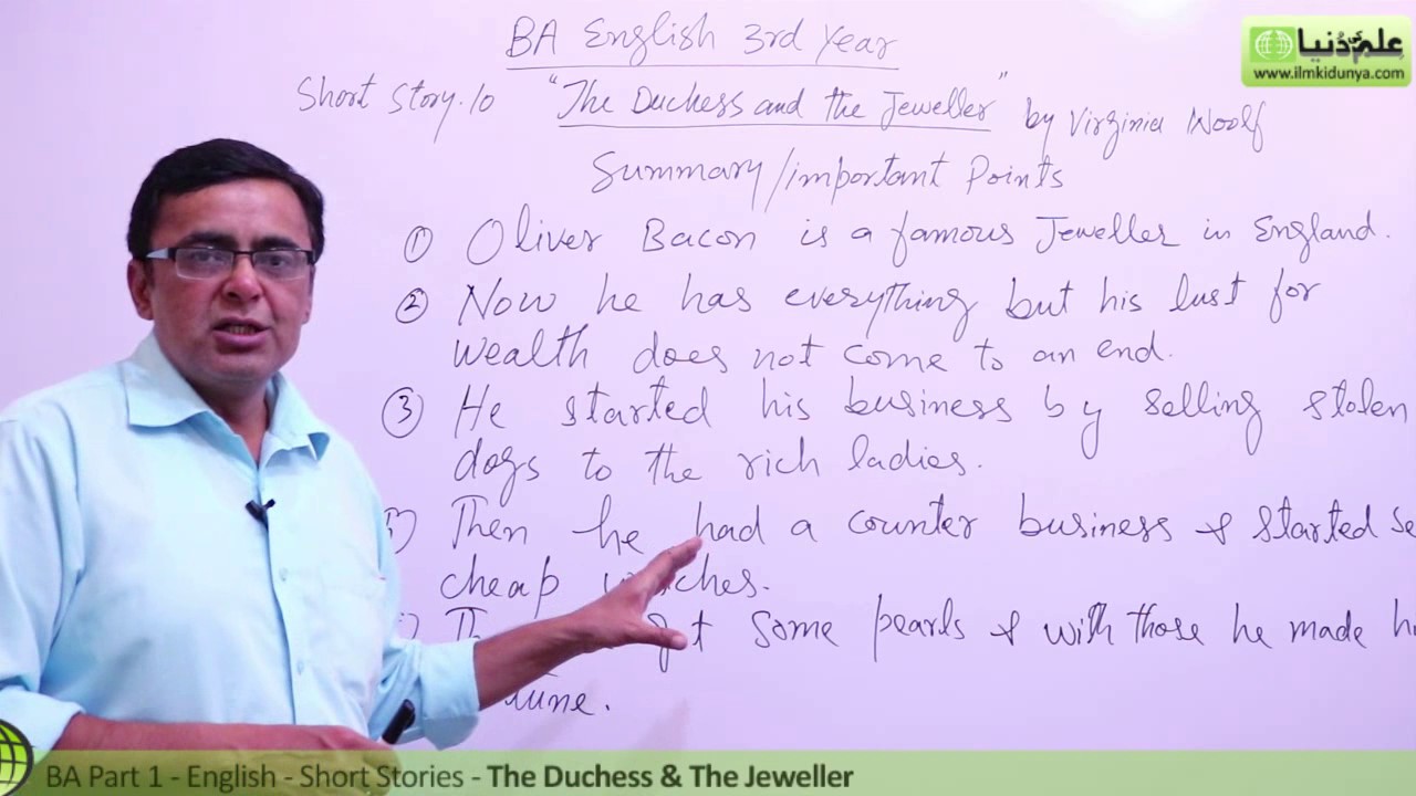 BA English Short Stories,The Duchess and Jeweller Lec 1-BA English Book 2 Short Stories PU/SU