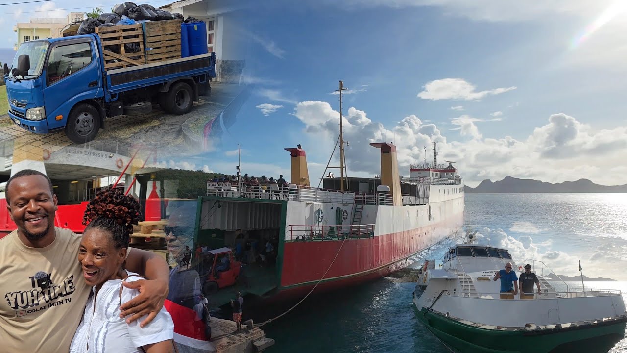 Packing the truck | drive onto the boat | union Island | all this stuff for the people