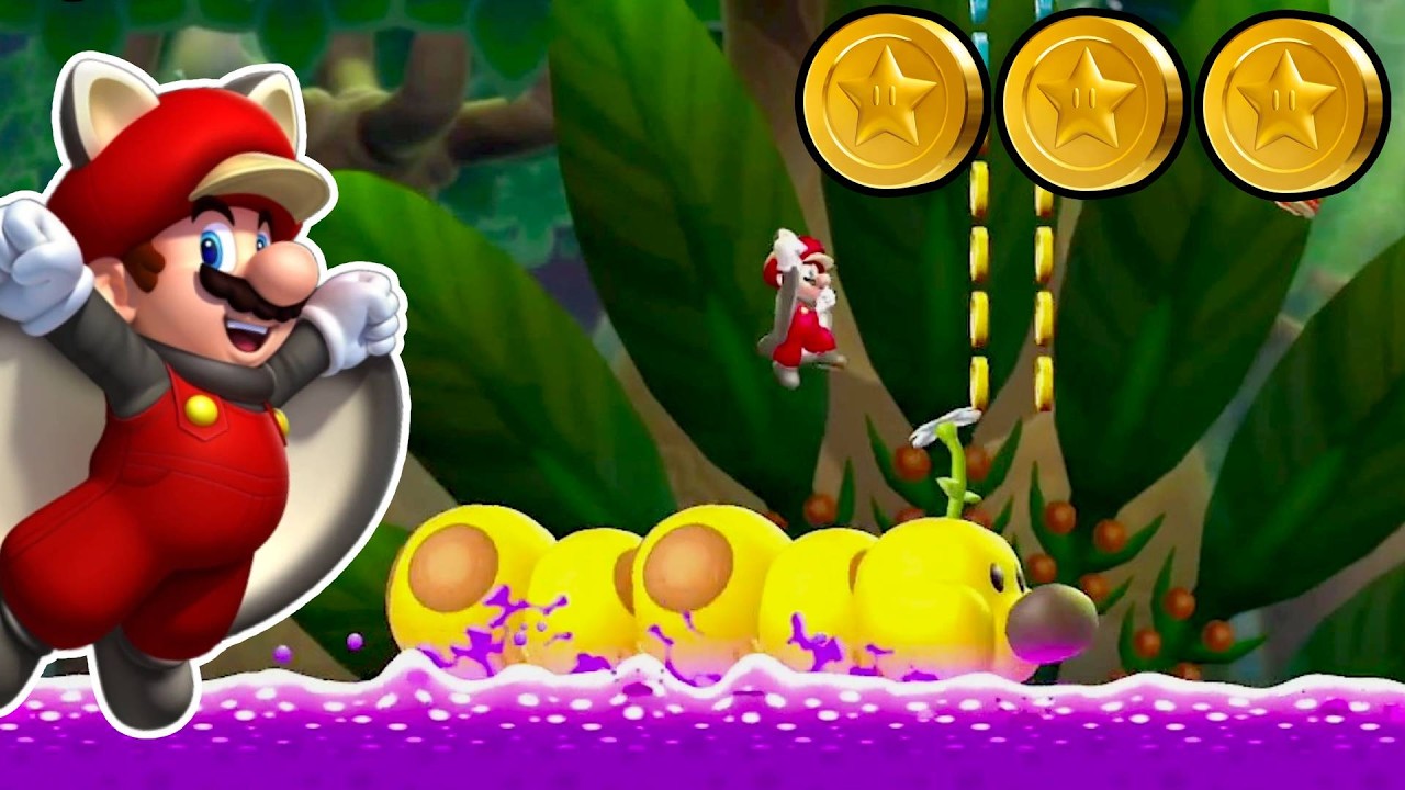TODAS las MONEDAS ESTRELLA de Estampida de Florugas En New Super Mario Bros u. Deluxe