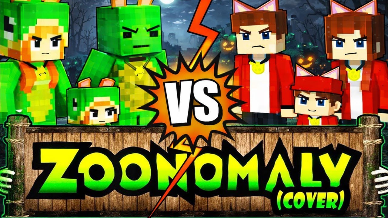 Cat JJ vs. Dog Mikey in Maizen Minecraft | Zoonomaly Theme Song (COVER)