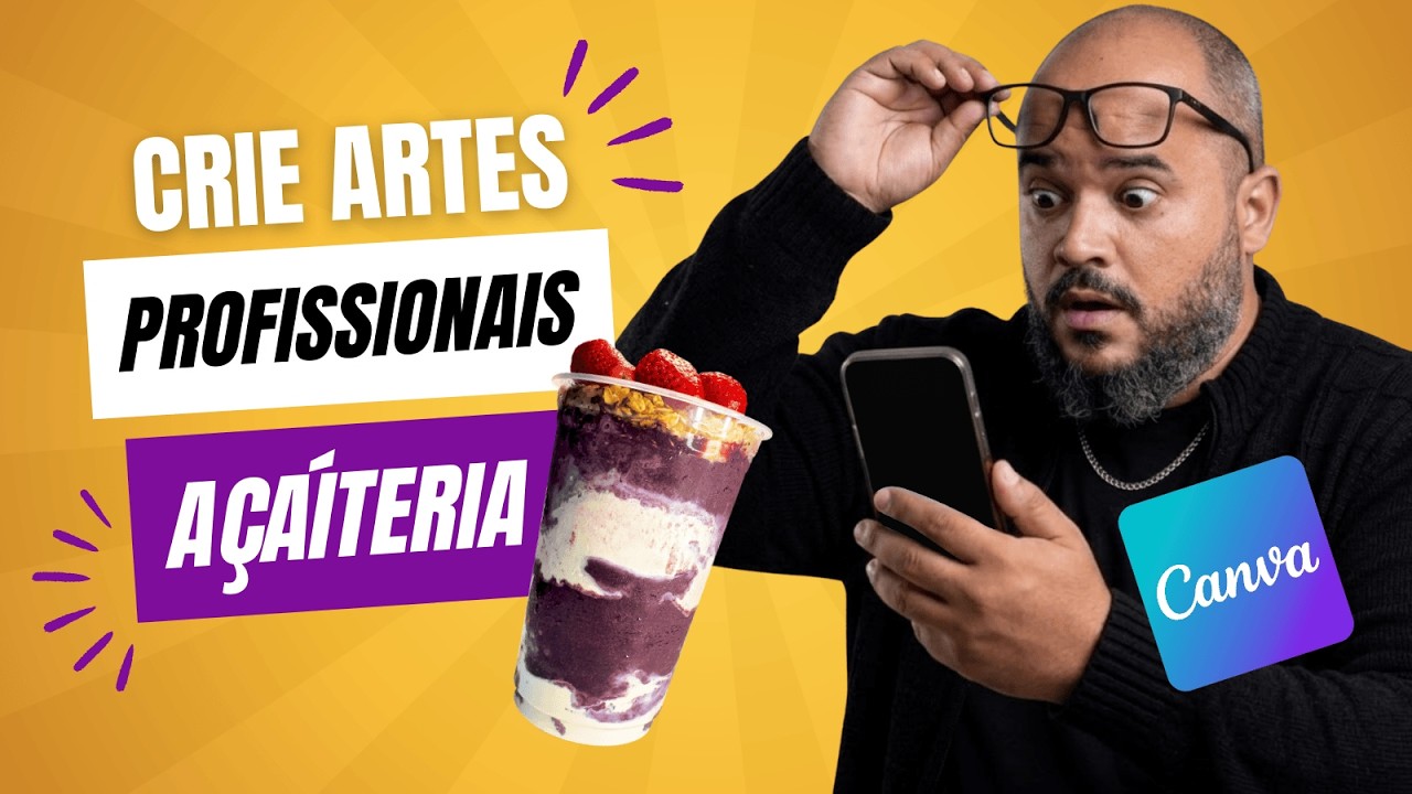 Post Profissional para AÇAÍTERIA no CANVA (Passo a Passo)