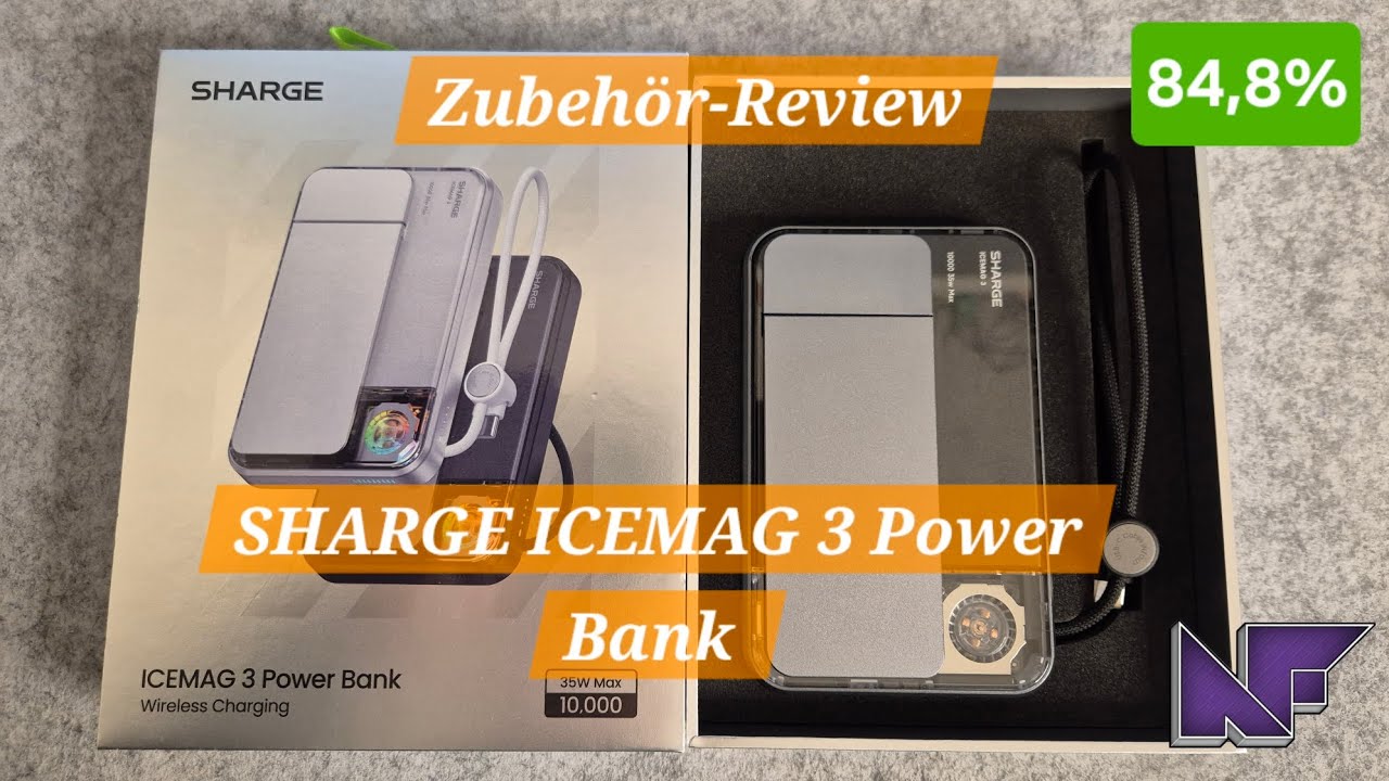 SHARGE ICEMAG 3 Power Bank mit 35W im Zubehör Test - aktive Kühlung, Qi2 25W, USB C, Kabel und RGB