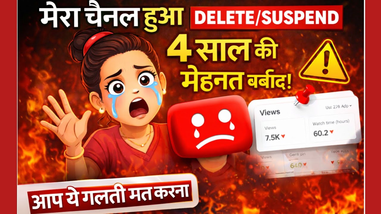 😢क्यों चैनल हुआ डिलीट 🤯😭 4 साल की मेहनत बेकार मैनेकी गलती आप मत करना😰|watch time kaise complete kare