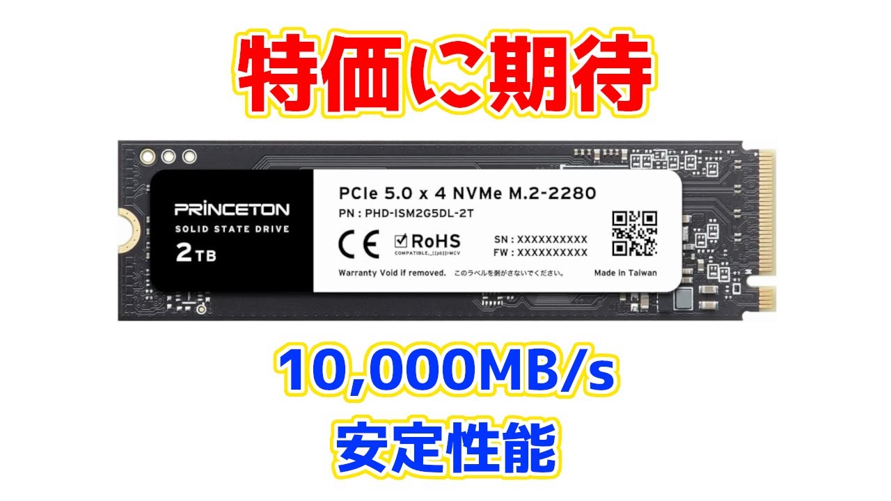 正月セールで買ったプリンストンのGen5対応SSDがけっこう良かった。PHD-ISM2G5DL(2TB)性能レビュー