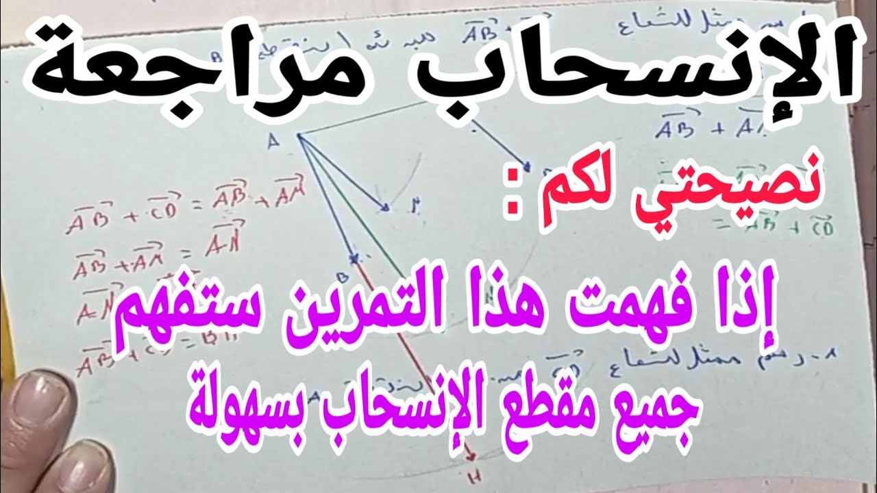 الانسحاب تمرين شامل لجميع المقطع  كيف تنشأ ممثل لشعاع له مبدأ معين بسهولة