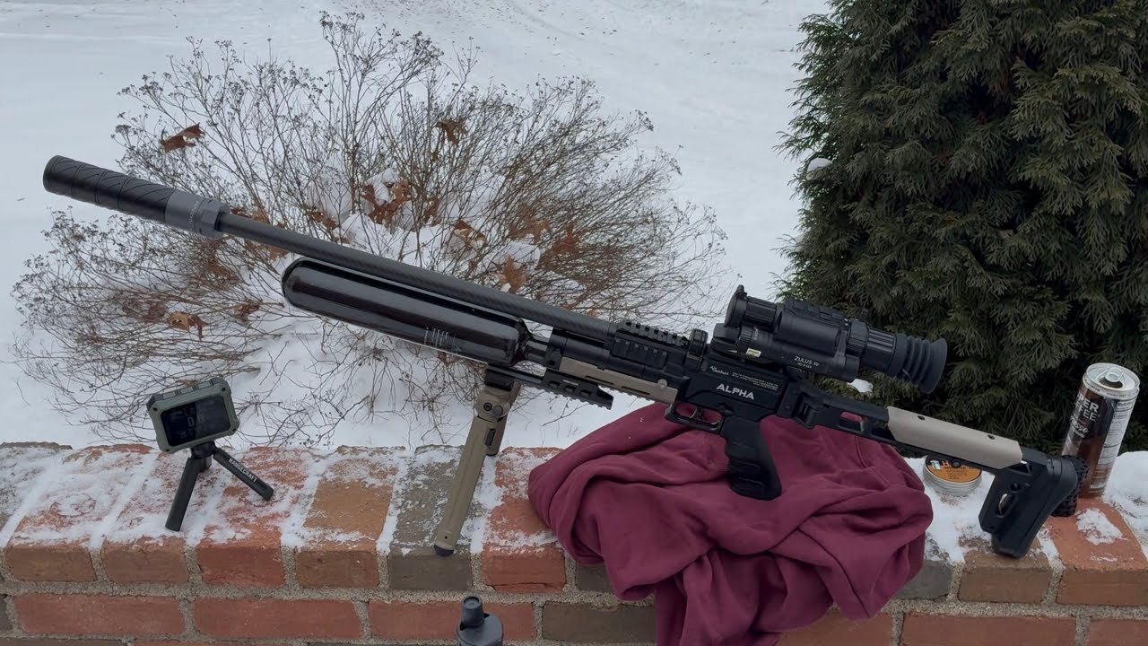Air Venturi Alpha 38ft-lb energy. 45 shots with tuxing bottle on the chrono. 