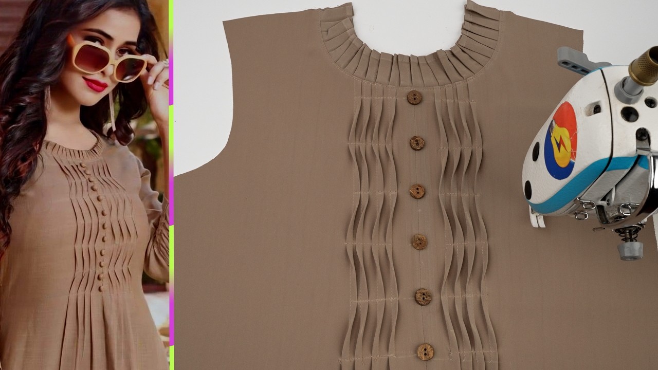 lThis Kurti Neck Design Is Going Viral! 😍 Easy Pin Tucks Cutting & Stitching