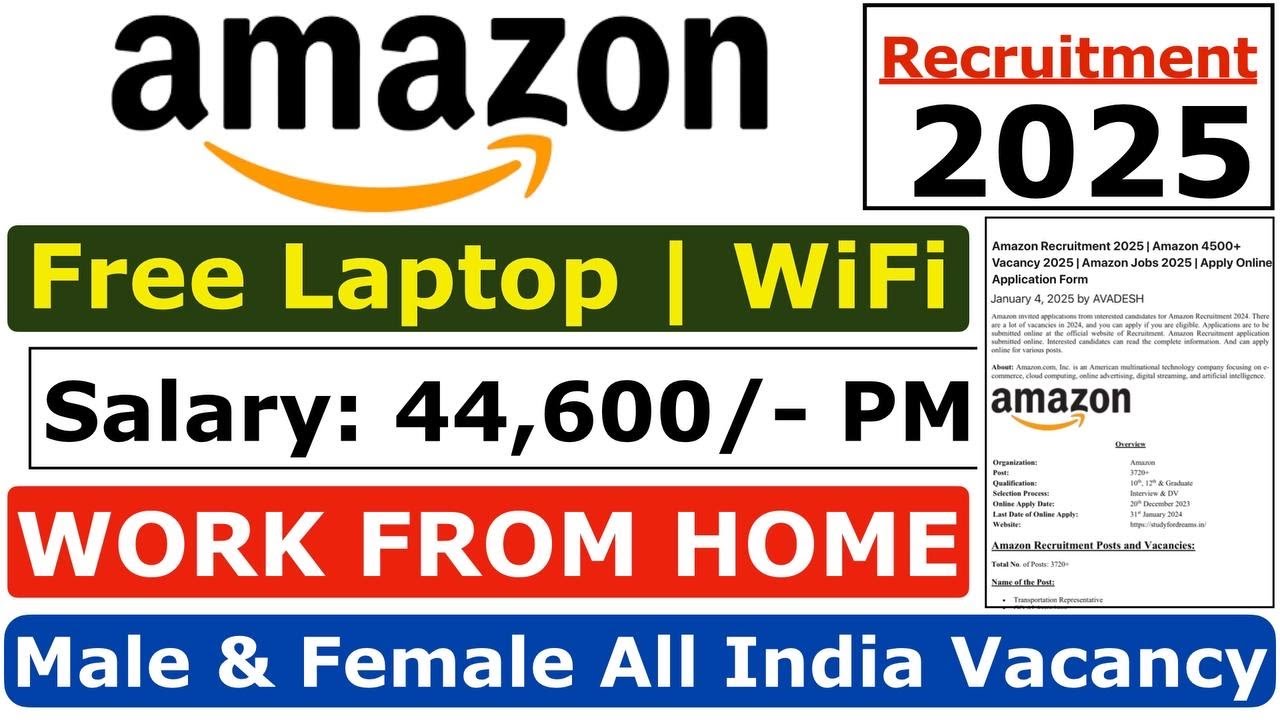 Amazon Recruitment 2025 | Amazon 10th & 12th Pass Jobs | Amazon Vacancy 2025 | Amazon Jobs 2025
