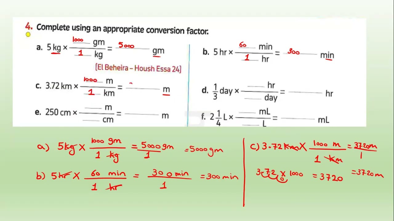 Unit 10-lessons 4,5 and 6 -Conversion Factor-primary 6-Math