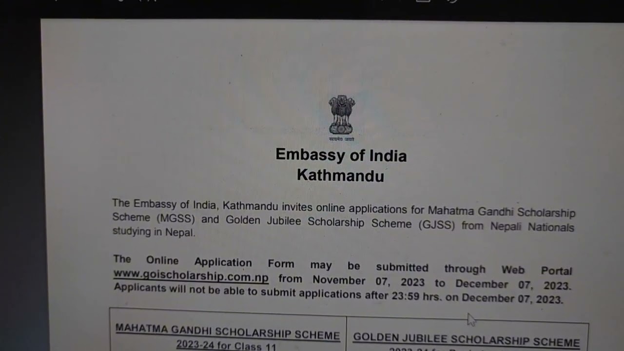 Mahatma Gandhi and Golden Jubilee Scholarship Scheme | Indian Embassy Scholarship in Nepal