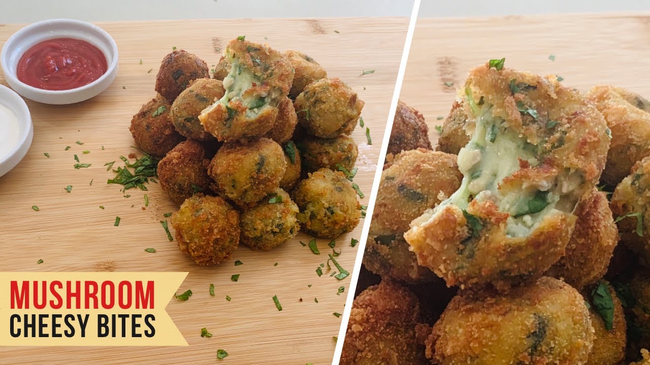 Cheesy Mushroom Bites | Crispy Mushroom Balls | Party Food | Healthy Appetiser