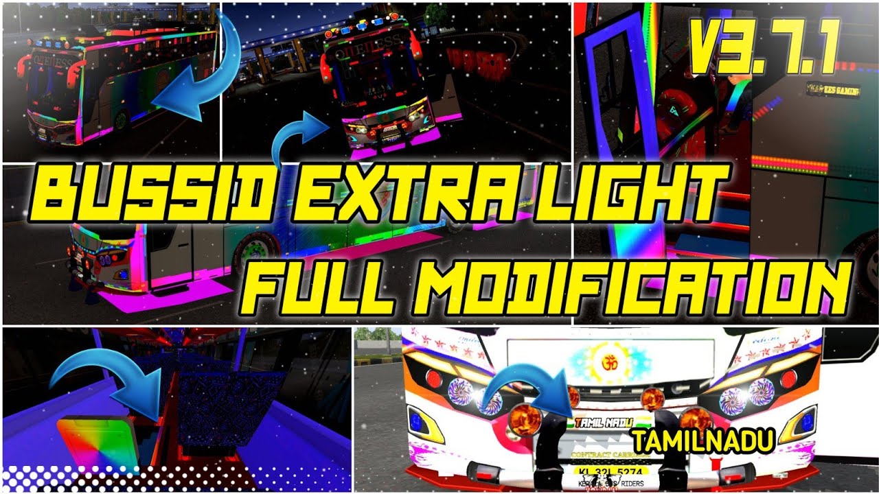 Bussid Full Modification Parts|Extra RGB Light 🚨|Indoor Outdoor|New Bumper|NEW Dashboard