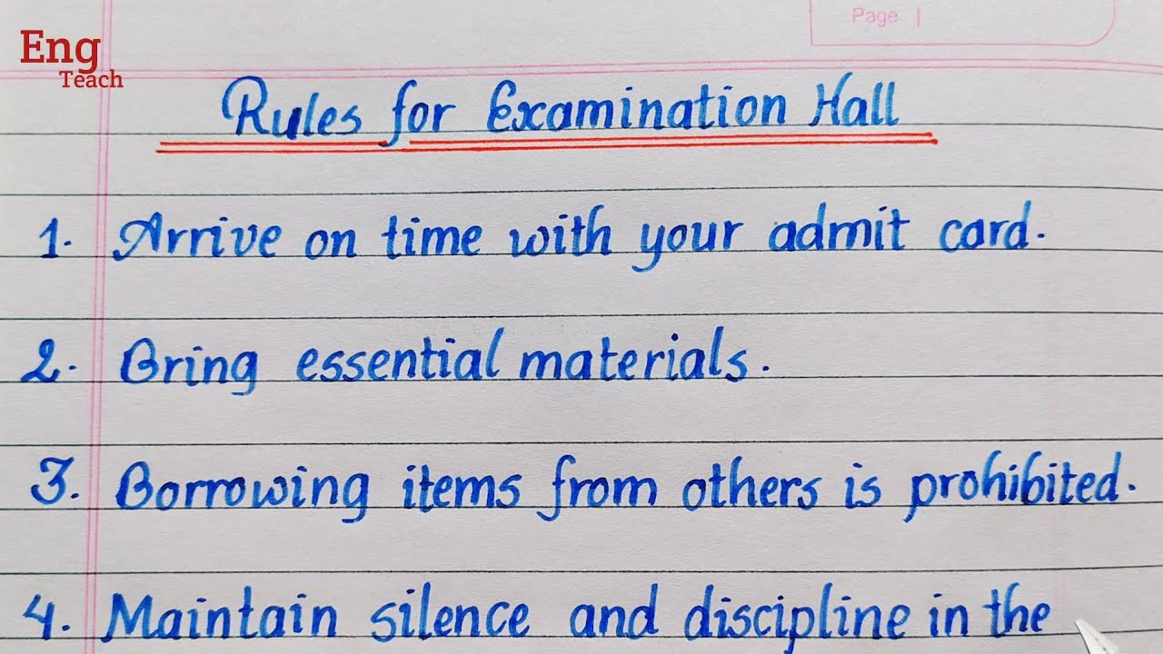  Rules for examination hall | examinations hall rules | English writing |Rules regulations|Eng Teach