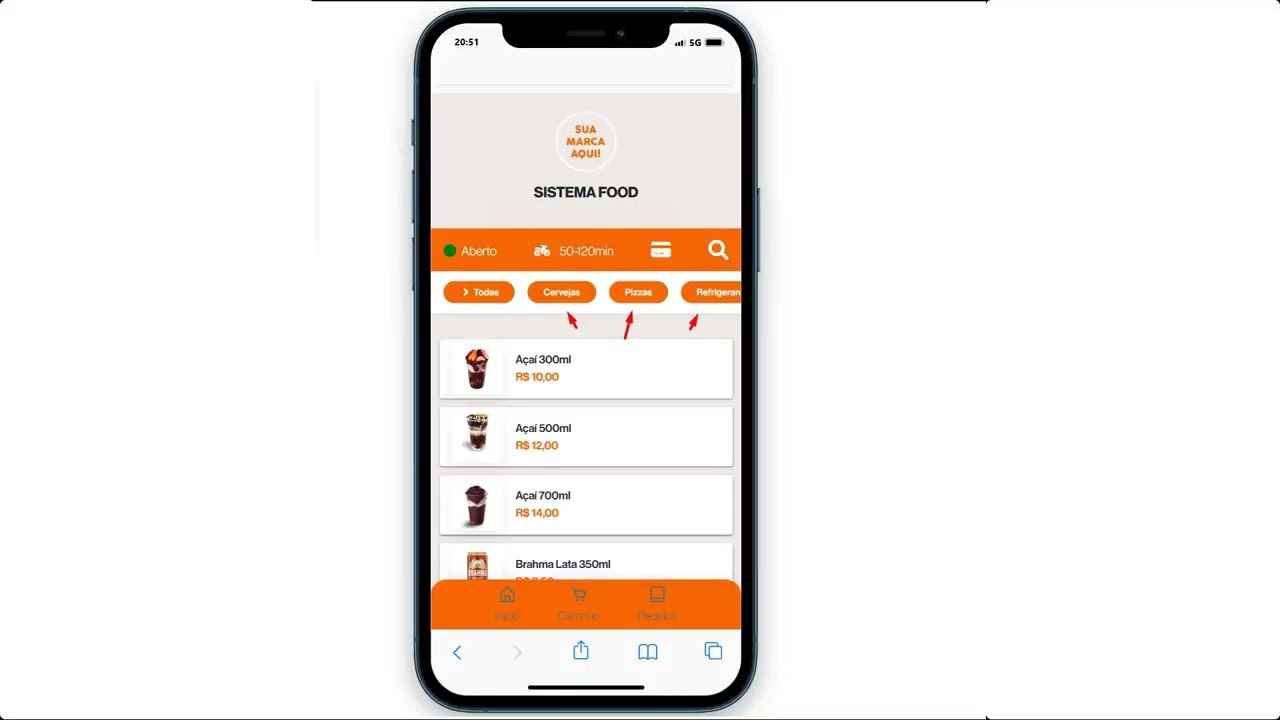 Cadastro de produtos no Sistema Vital Web Food
