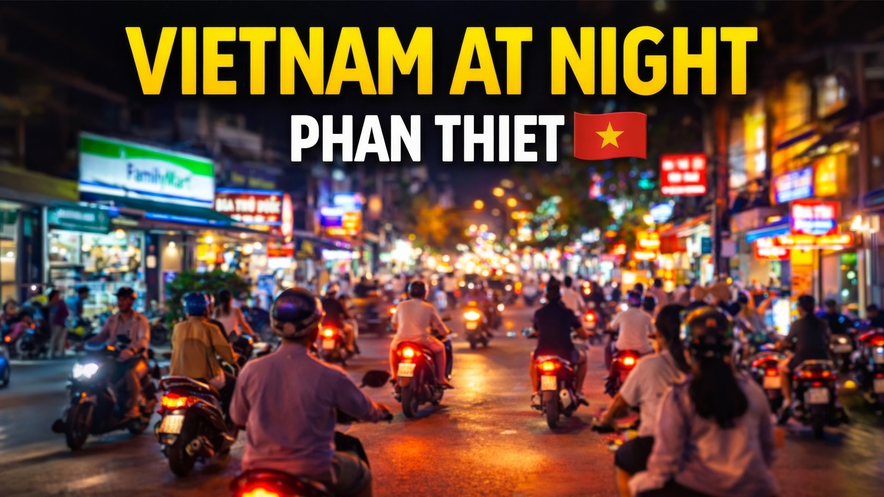 Vietnam at Night 🇻🇳 | Phan Thiet Evening Walk 4K Street Life & City Sounds