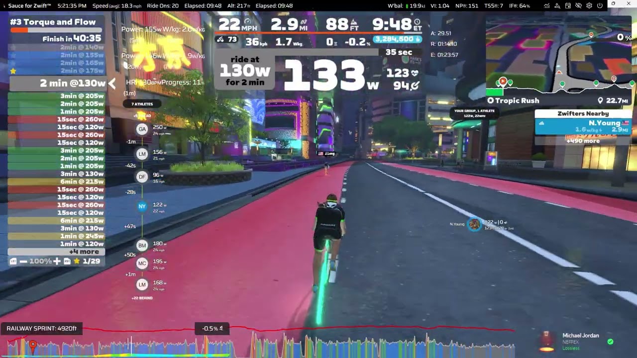 Virtual: Zwift - #3 Torque and Flow on Tropic Rush in Makuri Islands - 25.6 miles