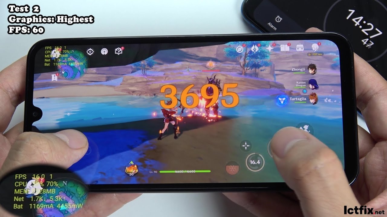 Samsung Galaxy M15 Genshin Impact Gaming test | Dimensity 6100+, 90Hz Display
