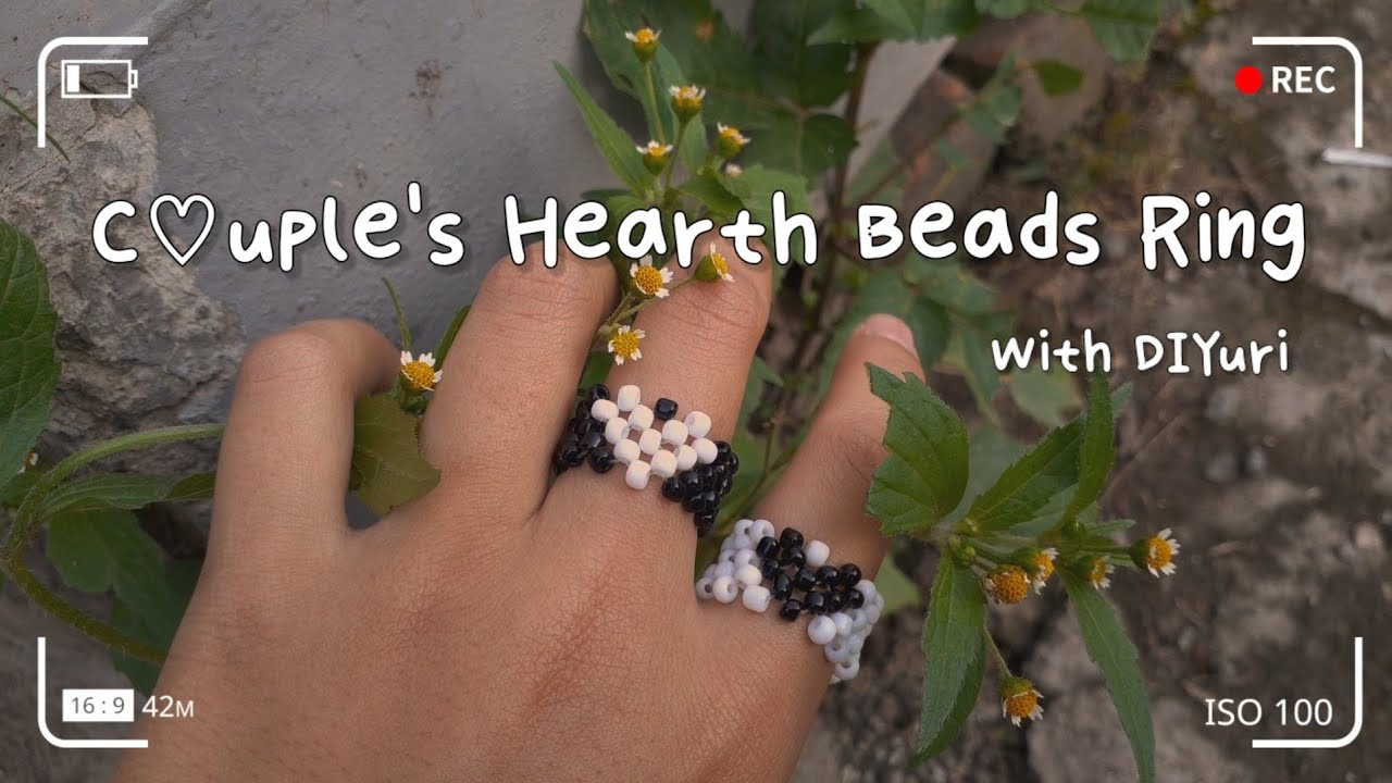 [DIY] Couple's Hearth 🤍 🖤 Beads Ring Making Tutorial | Beads Ring | Beads Jewelry | Cincin Couple