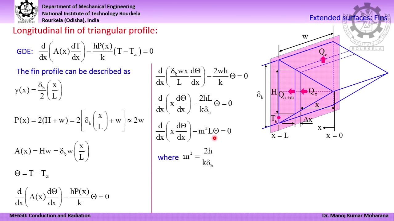 Lec 13 Longitudinal Triangular Fin, and Radial FIn