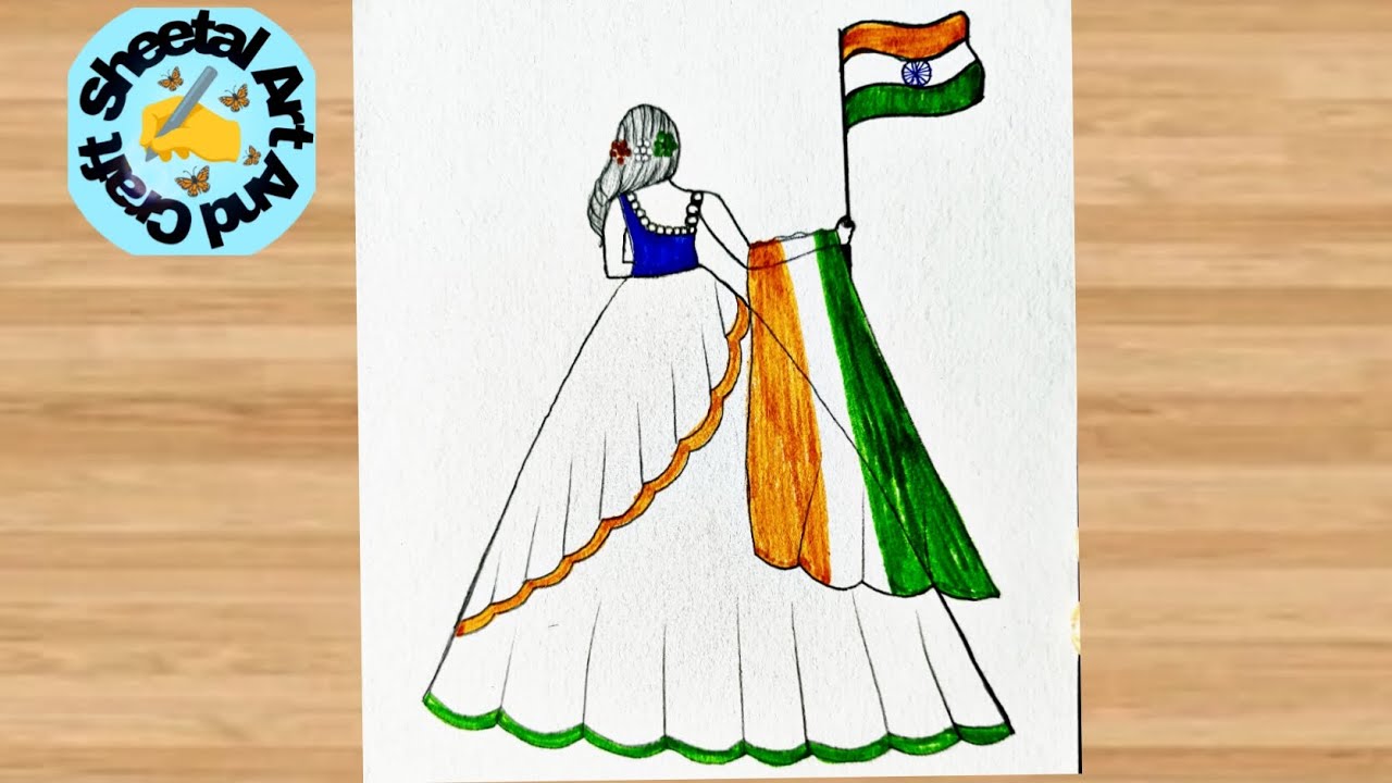 Independence Day Drawing Easy | 15 August Ka Chitra Kaise Bnay | Indian Flag Drawing Easy Step
