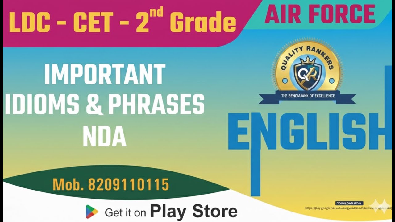 Idioms & Phrases NDA ll AIR FORCE ll 2nd Grade ll LDC ll CET  By Laxman Singh Sir   #ldcenglish