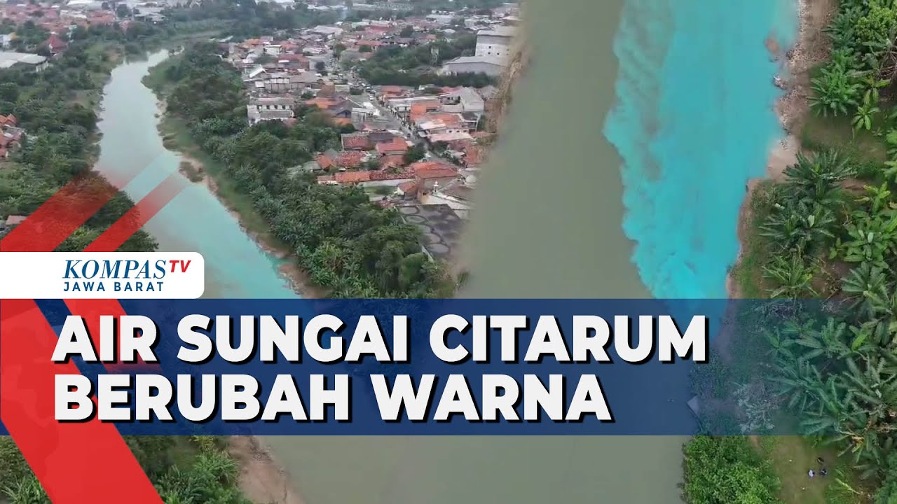 Warna Air Citarum di Karawang Berubah Menjadi Biru Kehijauan
