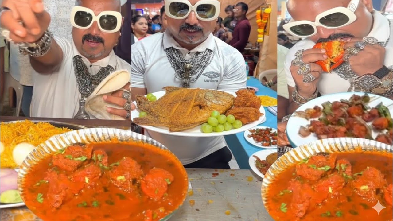 Bodybuilder ne fish🐠 crabs🦀full chicken masala mutton agri Koli mahotsav mein jabardast khana khaya✅