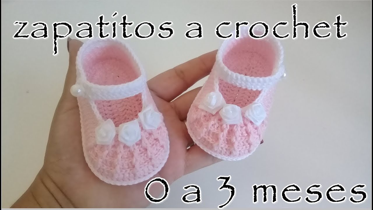 Zapatitos a crochet para bebé en relieve - Modelo Rebecca -0 - 3 meses