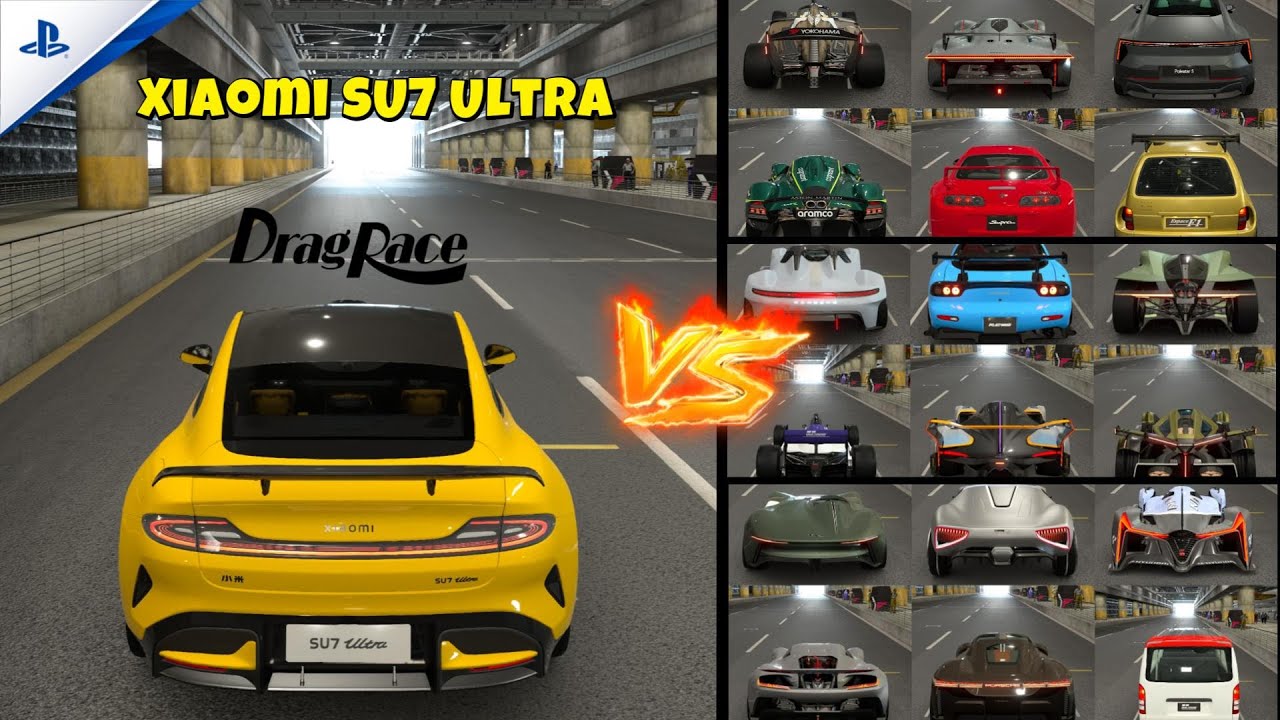 GT7 INSANE Drag Race | Xiaomi SU7 Ultra 1500HP vs VGT & Supercars (2KM)