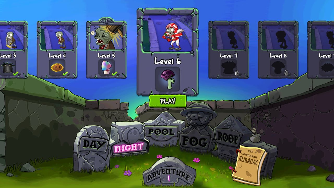 Plants vs Zombies level 6 (night)