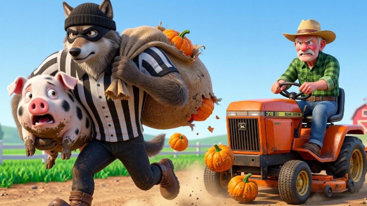 😱Oops! Farm Chaos! 🚨Wolf Thief Steals Pig 🐷 & Pumpkin 🎃 | Epic Chase