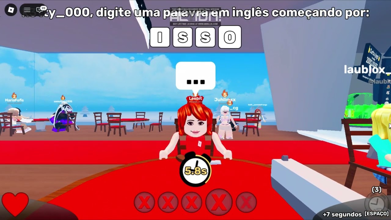 FORME UMA PALAVRA COM A ÚLTIMA LETRA DA PALAVRA DA ÚLTIMA PESSOA OU MORRA... (Last Letter Roblox)