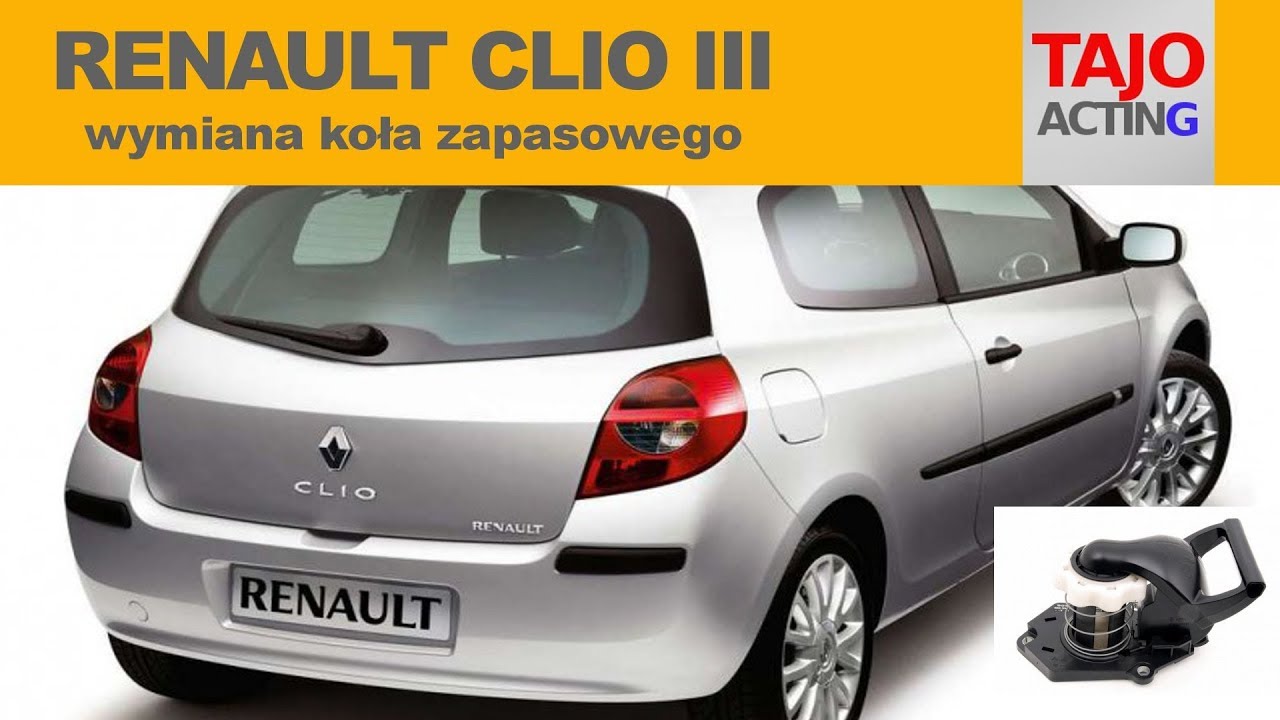 Renault Clio 3 III wymiana koła zapasowego - winda koła