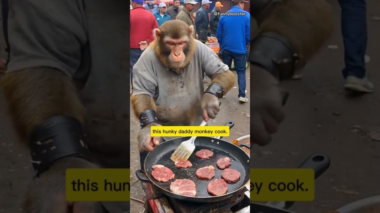 sweet hunky daddy monkey cooking. 