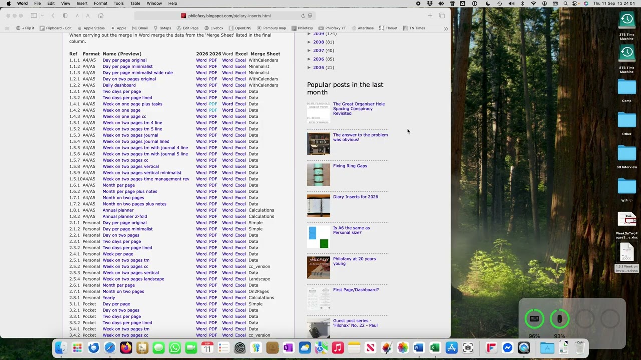 Using the Philofaxy Diary Insert Files using MacOS and Office 365