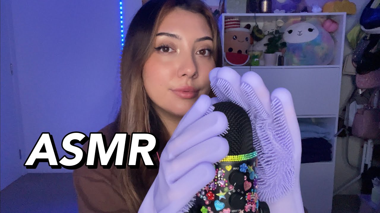ASMR with dishwashing gloves 💜 ~specific & intense textured triggers on the microphone~ | Whispered