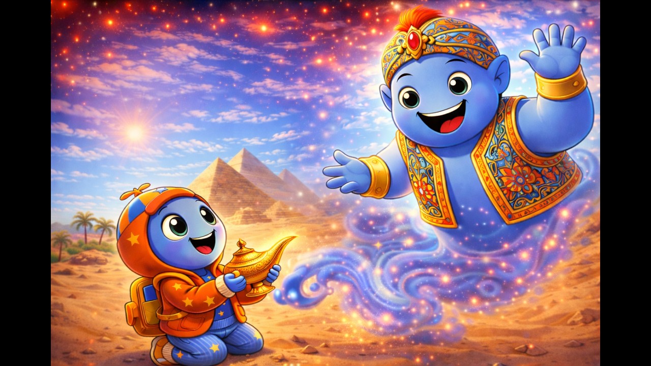 FUN KIDS ADVENTURE SONG 🧞‍♂️✨ GENIE MAGIC LAMP CARTOON 🐪🏜️ PYRAMIDS DANCE SONG 🎵