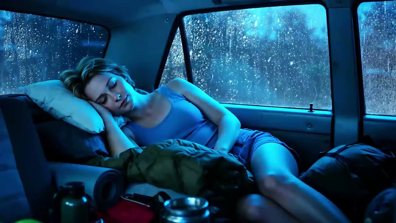 🌩️ Heavy Rain on Camper Roof 🚐🌧️ Sleep Fast