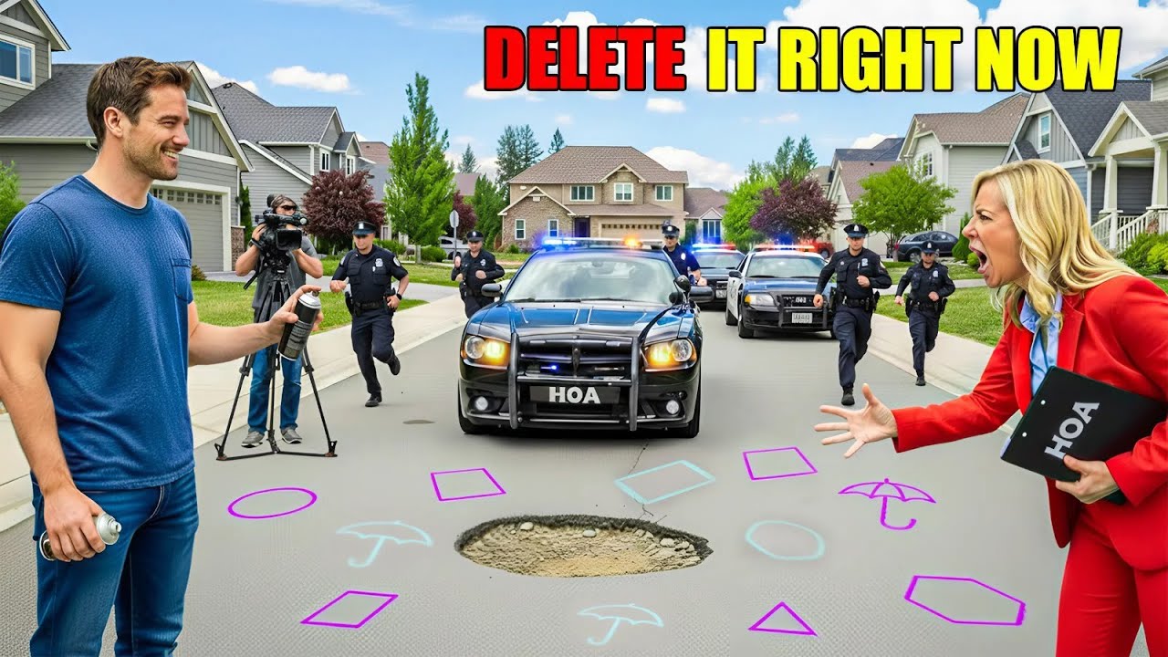 HOA Ignored My Pothole Complaints — I Transformed The Entire Street Surface Into A Work Of Art..