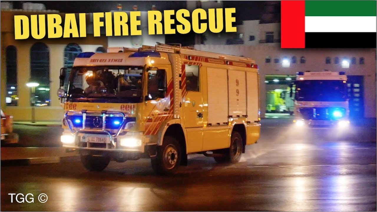 [Dubai] Fire Trucks Responding From Al Etihad Civil Defence Station