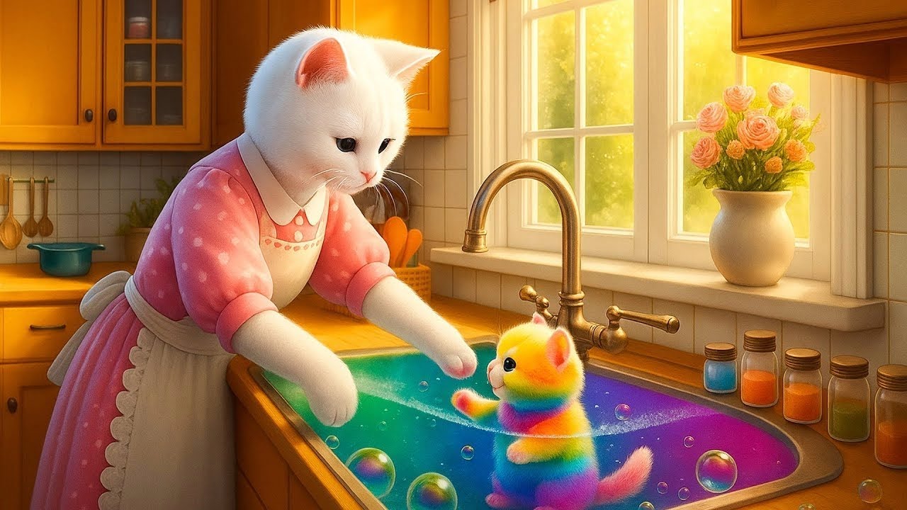 🌈🐱 Rainbow Cat's Naughty Prank, Cat Mom Can’t Catch a Break!