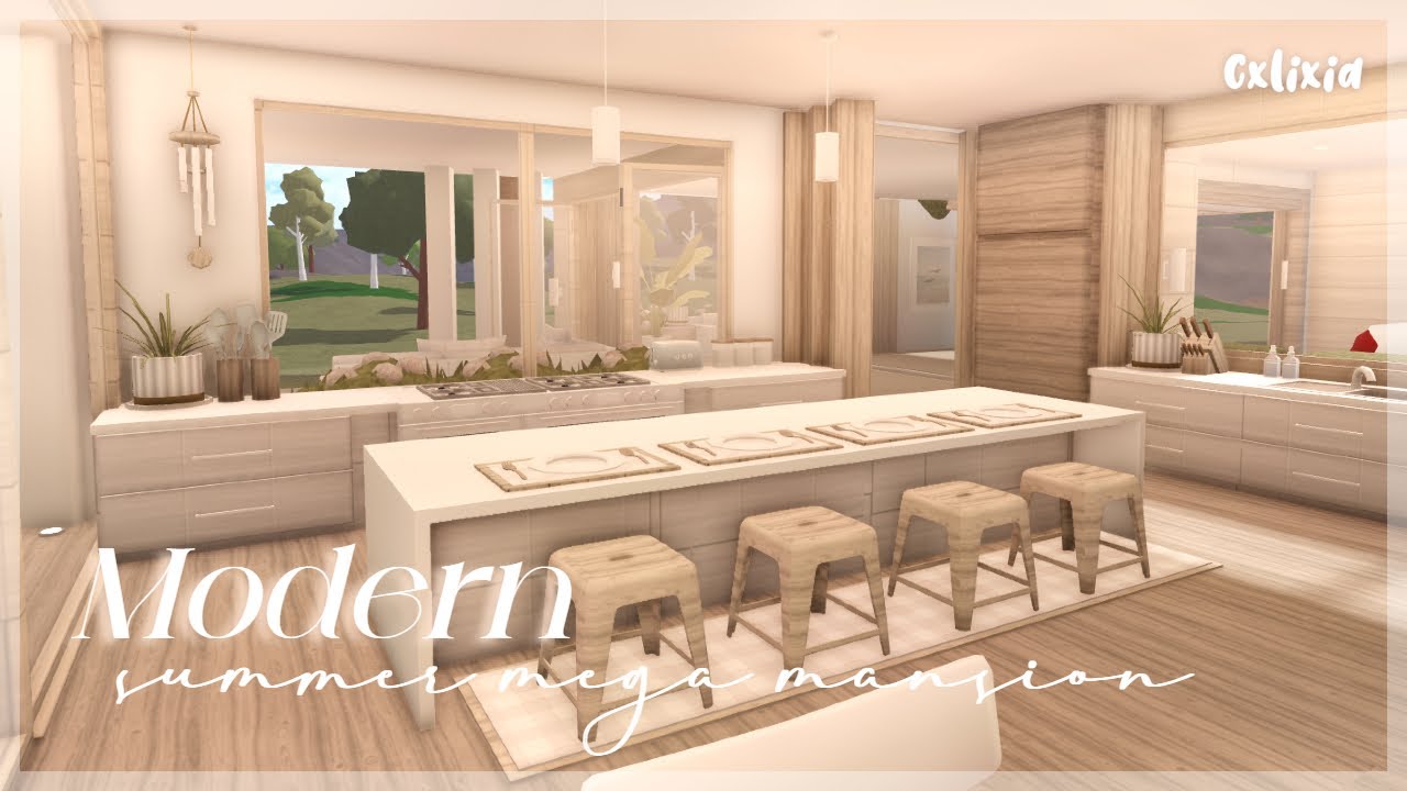 Bloxburg: No-Large Plot Summer Modern Mansion (Interior) | Roblox House Build | Speedbuild