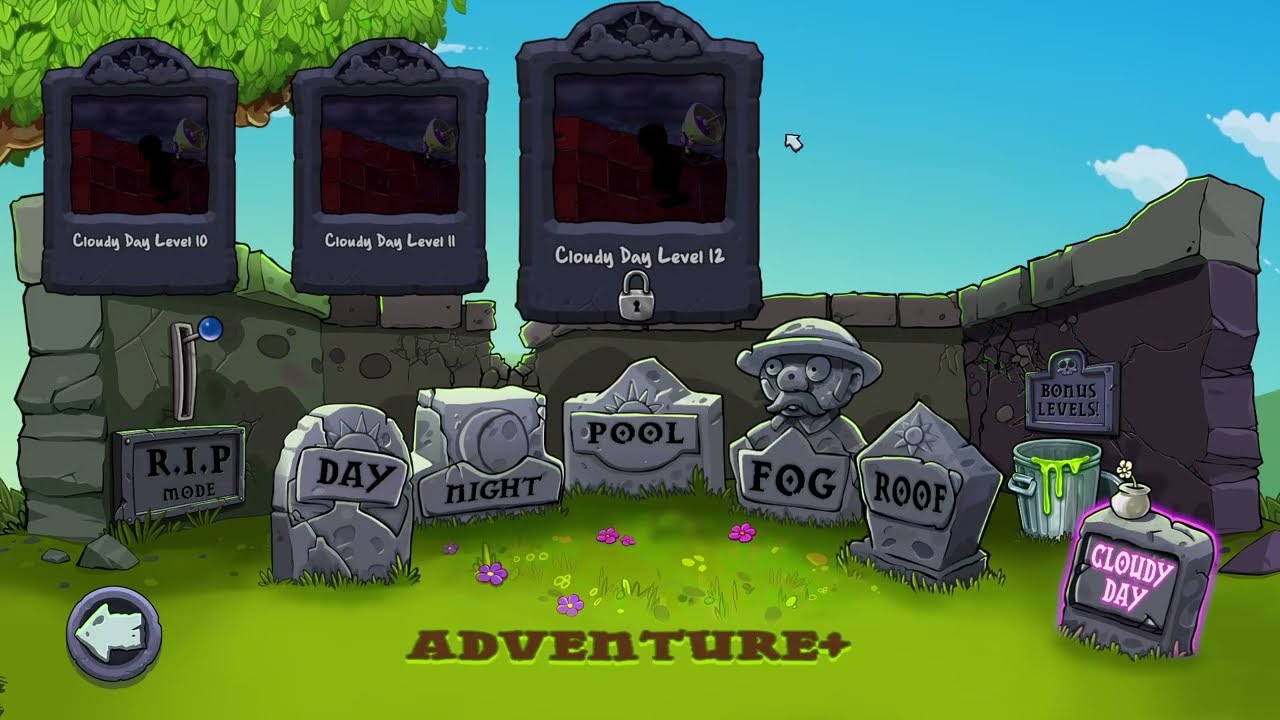What are the Cloudy Day levels like in PVZ Replanted?