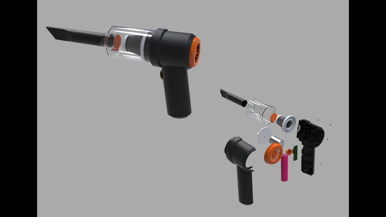 Part 11: Full Assembly and Exploded View with Exploded Lines of the Mini Vacuum Cleaner