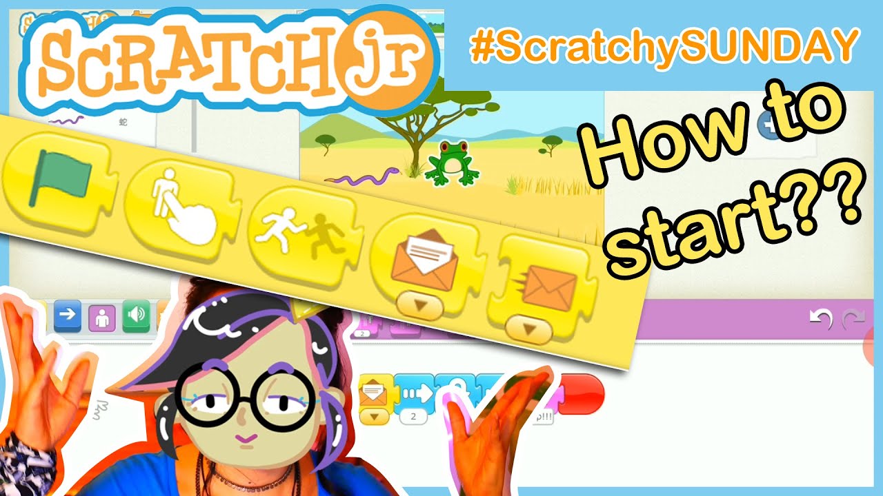 SCRATCH JR 😊 Coding for Kids #2: What is TRIGGERING BLOCKS? Start on tap? Orange Message? #ScratchJr