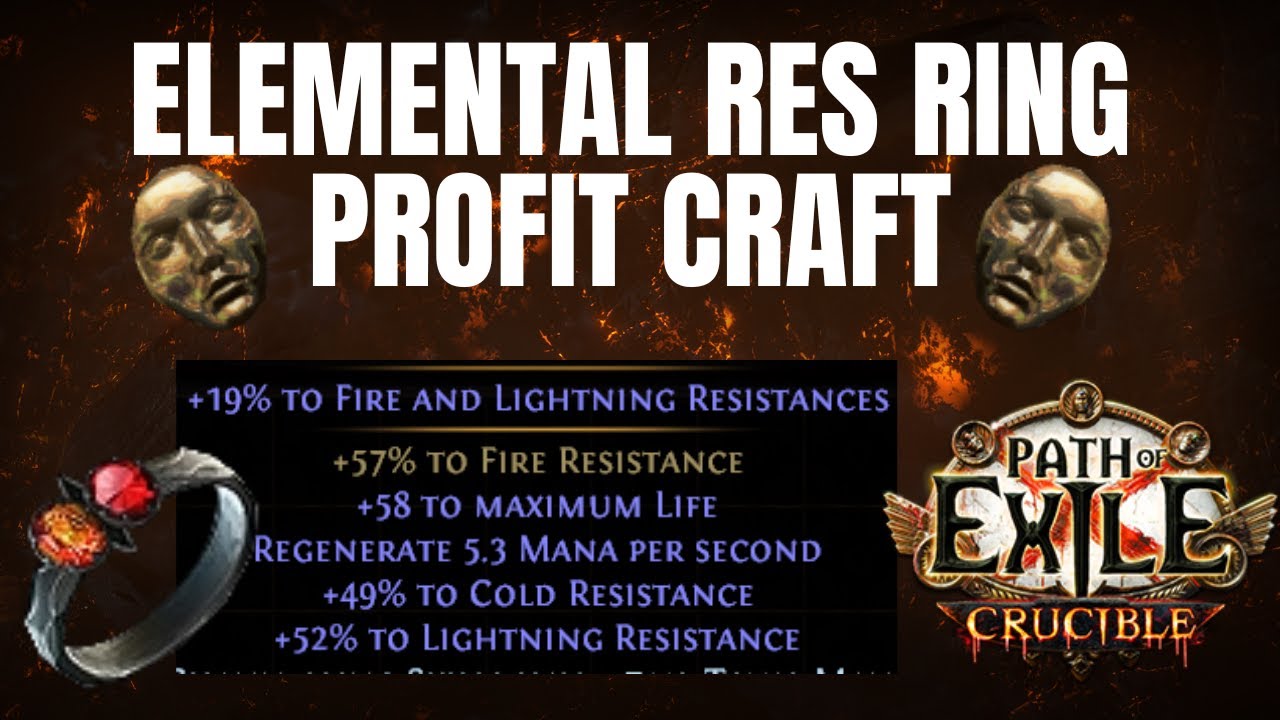 PoE 3.21 - Profit Crafting High Elemental Resistance Rings - Path of Exile Crucible League