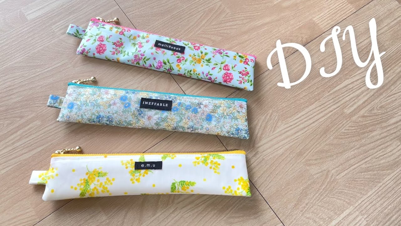 DIY☆細長い生地残ってませんか？ラミネートならあっという間に作れるフラットペンケース／flat pencil case
